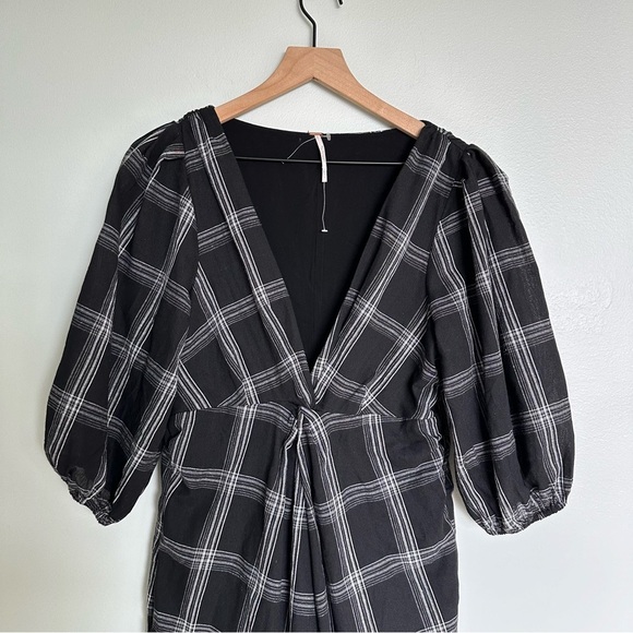 Free People Miss Molly Plaid Puff Sleeve Mini Dress - Picture 4 of 7